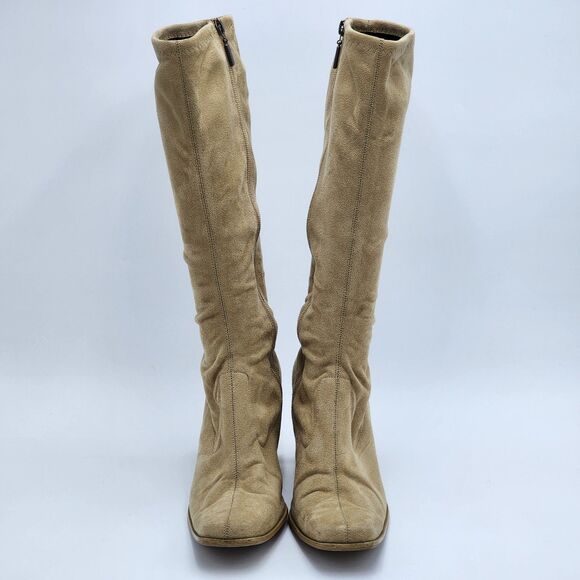 Candie's Y2K Faux Suede Camel Tan Tall Heeled Boots Size 8 - Picture 2 of 12